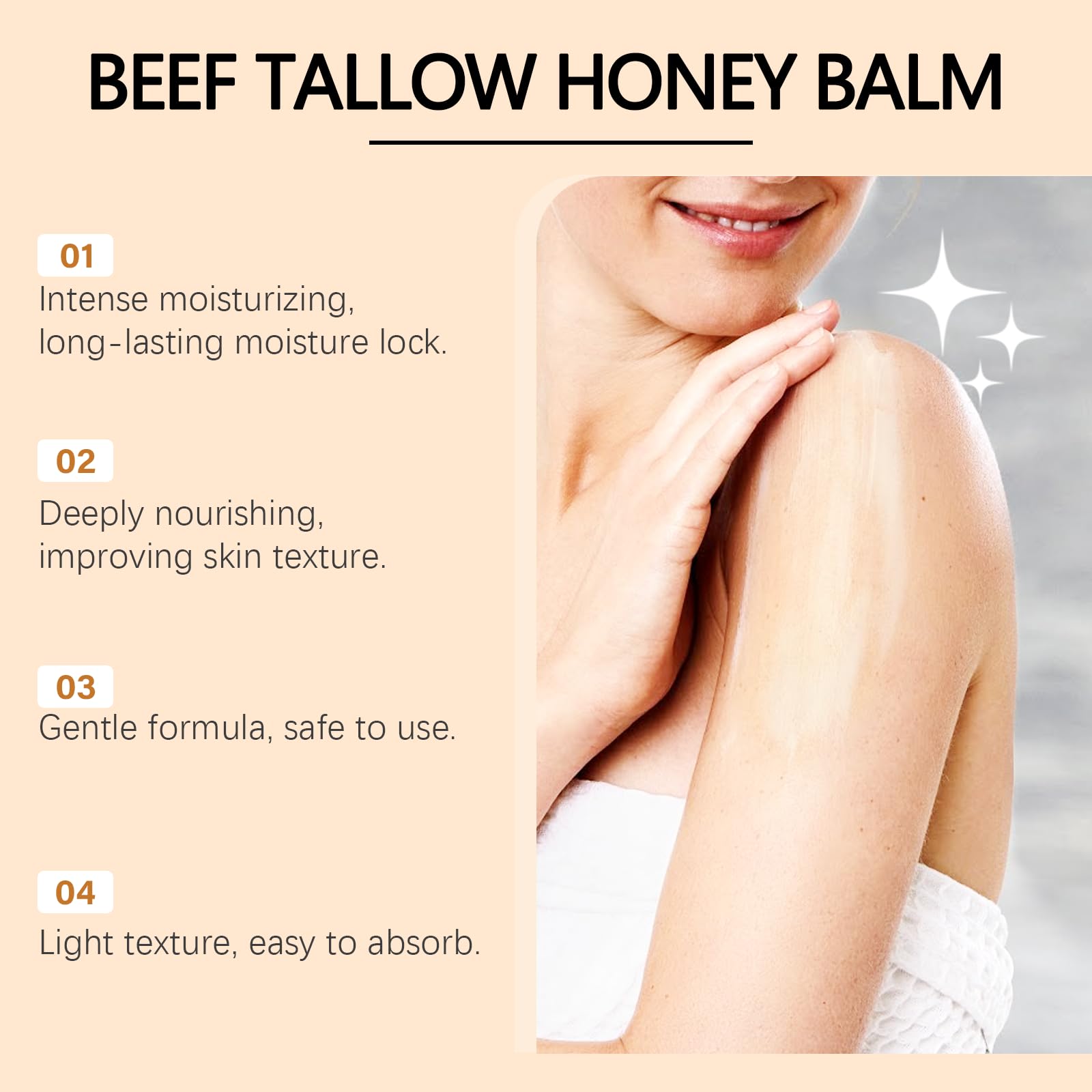 WAESKI Beef Tallow for Skin - Whipped Tallow Honey Balm, Lavender, Deep Moisturization, Natural Hydrating Cream, Relief for Dry & Sensitive Skin 2.11oz