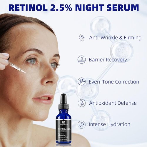 Skiennix Retinol Serum - 2.5% Intense Night Formula with Squalane, Vitamin C & E | 30 ml for Youthful Skin