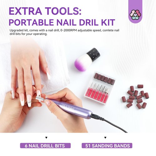 SAVILAND Builder Gel Nail Kit with Nail Drill - 3 Pcs Hard Gels for Nails(VE&VB5&Kerain) Clear Pink Nudes Builder Gel with Lamp Brush Nails Strengthener Gels for Extension Shaping DIY at Home Salon
