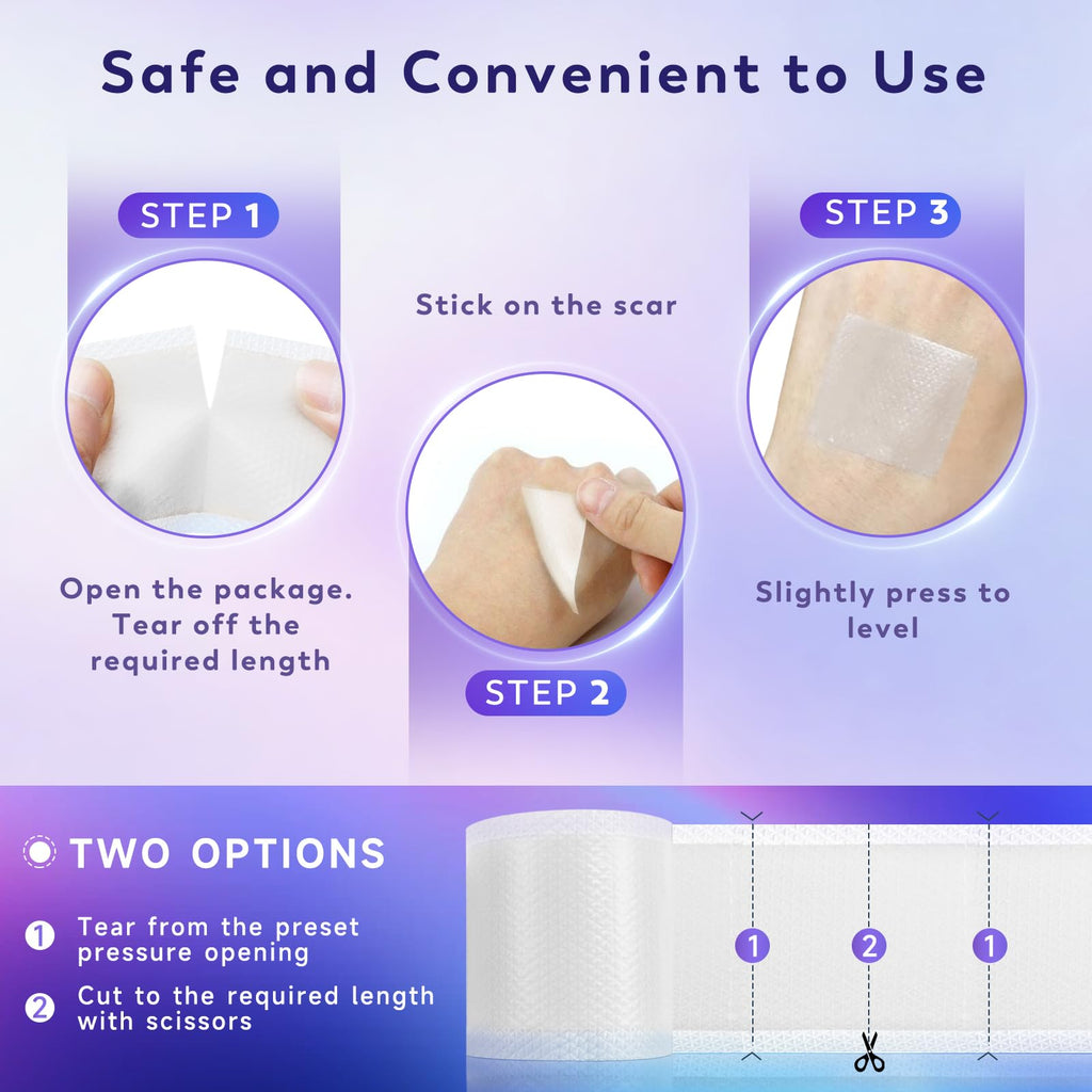 Yarster Silicone Scar Sheets, Silicone Scar Tape(1.6"x 60" Roll-1.5M), Medical Grade Scar Sheets, Scar Tape for Surgical Scars, Burn, C-Section, Keloid Scars, Acne Treatment, Stretch Marks Removal