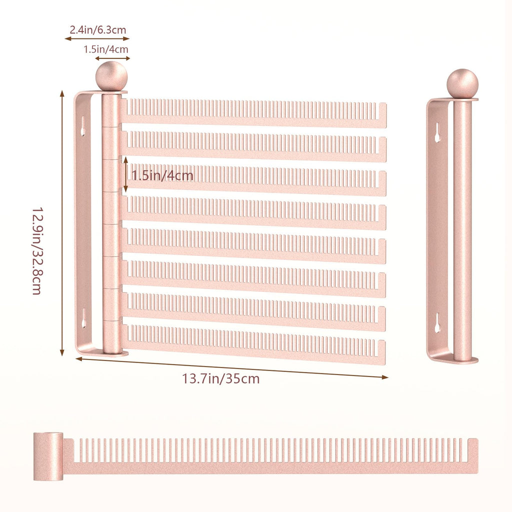 Wall-Mounted Wig and Hair Extension Holder, 8 Rotating Combs, Metal Wig Organizer Rack, Space-Saving Design, Easy Installation for Salon & Home