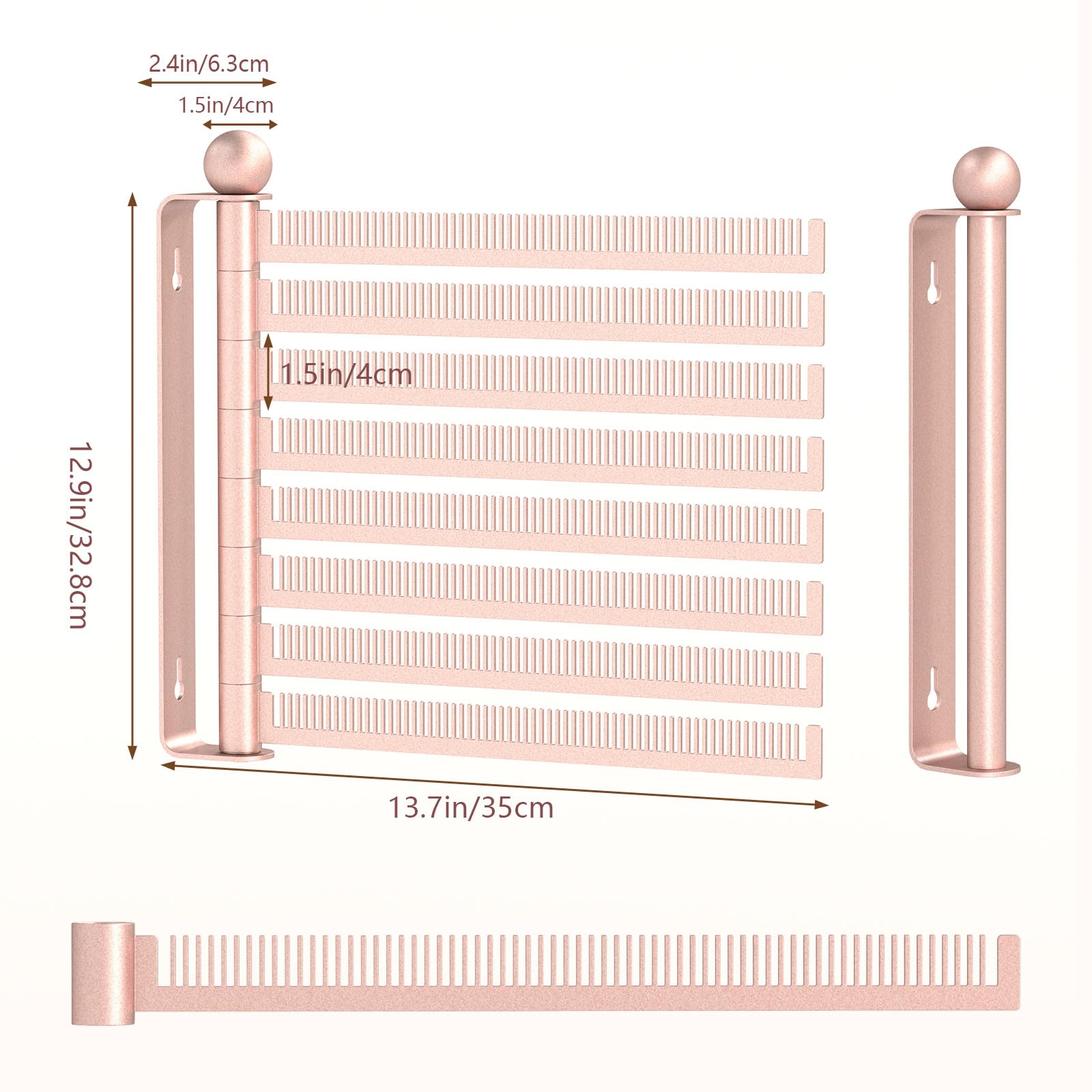 Wall-Mounted Wig and Hair Extension Holder, 8 Rotating Combs, Metal Wig Organizer Rack, Space-Saving Design, Easy Installation for Salon & Home
