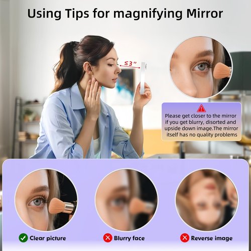 FUNTOUCH Travel Magnifying Mirror Set,10X/20X Small Magnifying Mirrors with Suction Cup,4.1 Inches Compact Magnified Mirror for Detail Makeup(White),2PCS