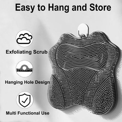 Easkite Shower Foot Scrubber, Shower Foot and Back Scrubber with Suction Cups, Shower Silicone Foot Washer for Exfoliating Massage（Grey）