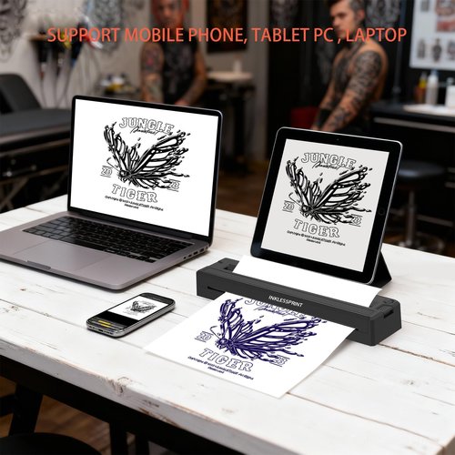 INKLESSPRINT Tattoo Stencil Printer Machine for Tattooing, Portable Bluetooth Thermal Tattoo Transfer Printer for Tattoo Artists & Enthusiasts., Compatible with Android, iOS, Windows