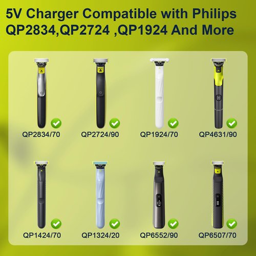 BENSN 5V1A Charger for Philips Norelco OneBlade | Compatible with QP2724, QP2834, QP1924 & More