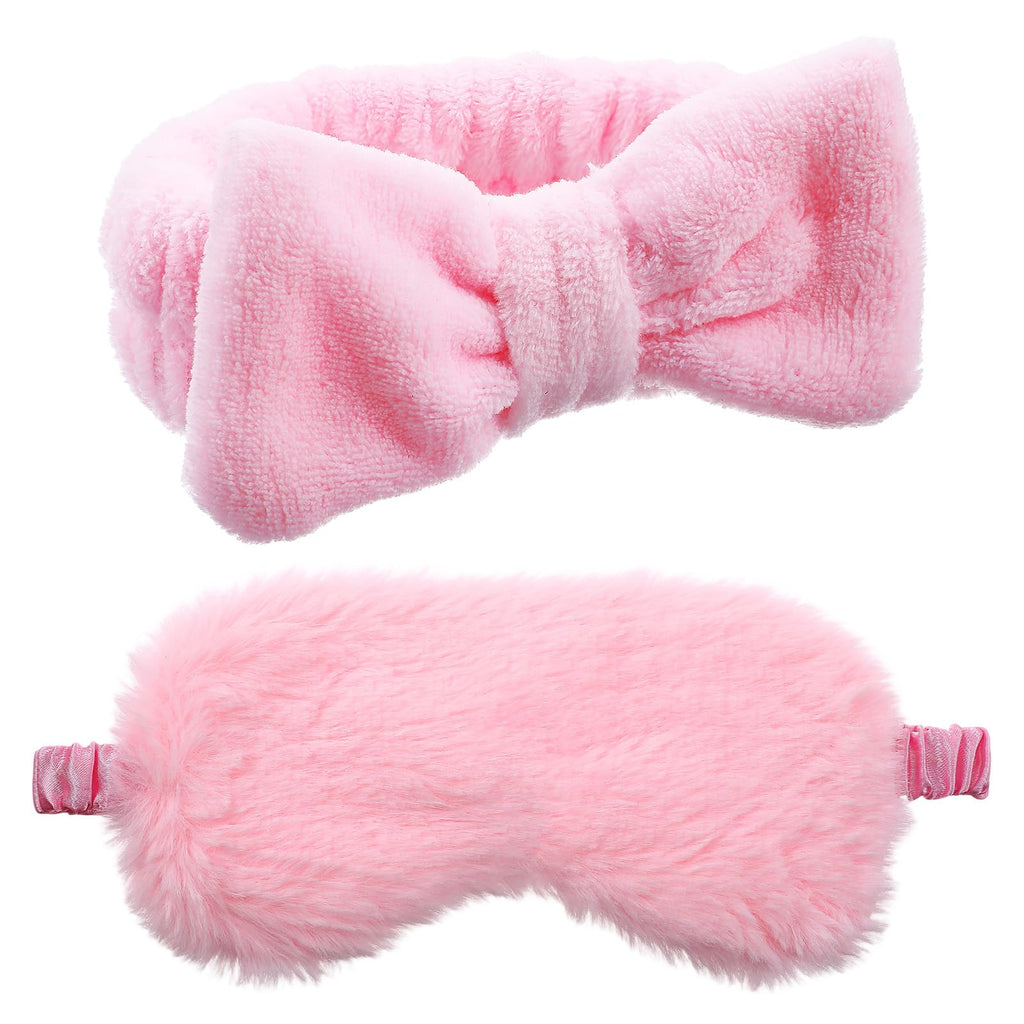 Yuanan 36 Pcs Spa Headband for Women, Makeup Cosmetic Headband for Women 12 Spa Headbands Plush Sleep Eye Mask 12 Clear Cosmetic Bags Sleepover Party Supplies for Girls Christmas Spas Party Favors