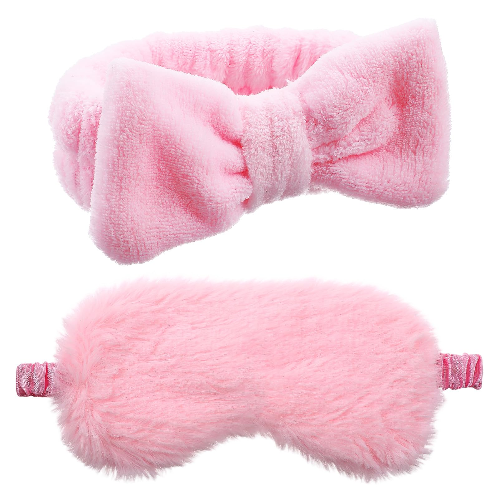 Yuanan 36 Pcs Spa Headband for Women, Makeup Cosmetic Headband for Women 12 Spa Headbands Plush Sleep Eye Mask 12 Clear Cosmetic Bags Sleepover Party Supplies for Girls Christmas Spas Party Favors
