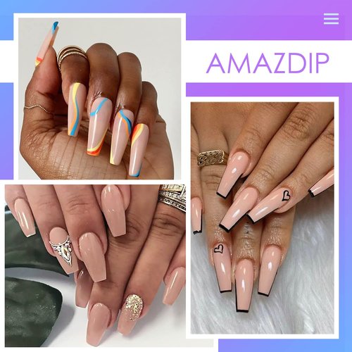 Dip Powder Nude Pink Color, 2 Ounce/ 56 Gram, AMAZDIP Dipping Powder Nail System for French Nail Art Design Salon/DIY at Home