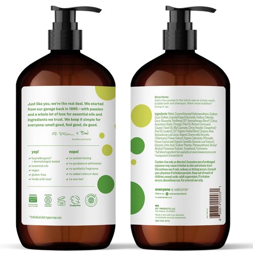 Everyone 3-in-1 Kids Soap - Tropical Coconut Body Wash, Bubble Bath & Shampoo | 32 Ounce (Pack of 2)