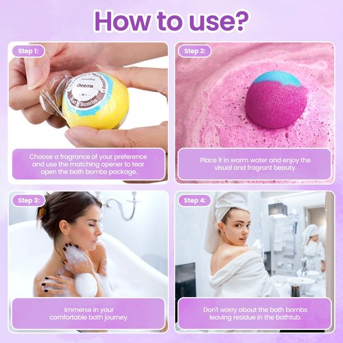 SeasonBliss Bath Bombs, 12 Pack Handmade Bubble Shower Bombs Set, Christmas Stocking Stuffers, Shea Butter & Individually Wrapped, Valentines Day Gifts for Her/Him, Wife, Mom Women
