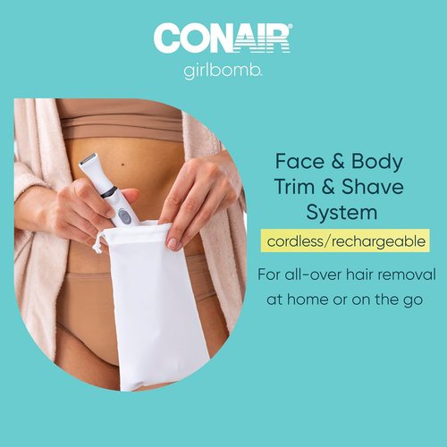 Conair GIRLBOMB All-in-One Trimmer & Shaver Set for Women - Wet/Dry, Rechargeable Design