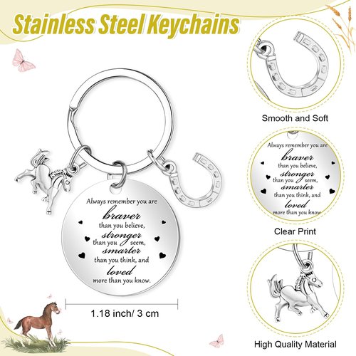 Crtiin 3 Pcs Horse Gifts for Women International Women's Day 11 oz Coffee Mug Travel Cosmetic Bags Makeup Zipper Pouch Inspirational Keychain Thank You Gifts for Mother's Day Birthday Coworkers