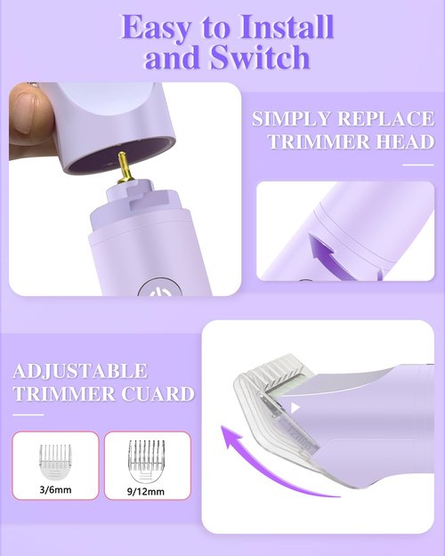 Bikini Trimmer for Women, Electric Razor for Pubic Hair 3-in-1, Bikini Shaver for Legs Body Hair, Womens Electric Razor IPX6 Waterproof, Gifts for Women,Purple