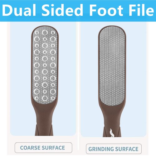 Fu Store 2 Pack Foot Files Callus Remover Stainless Steel Foot Rasp and Dual Sided Feet File Professional Scrubber Pedicure Tools Premium for Feet Care Remove Hard Skin, Brown