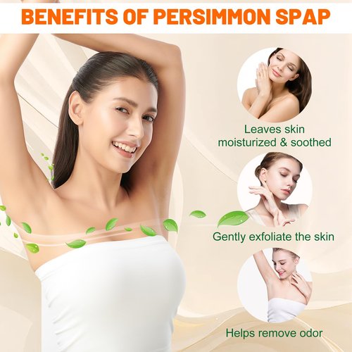 tovaginsh 3Pack Natural Persimmon Soap Bar for Body Odor Control, Organic Deodorant Body Persimmon Bar Soap for Old People Smell, Remove Odor Bath Body Wash for Women & Men