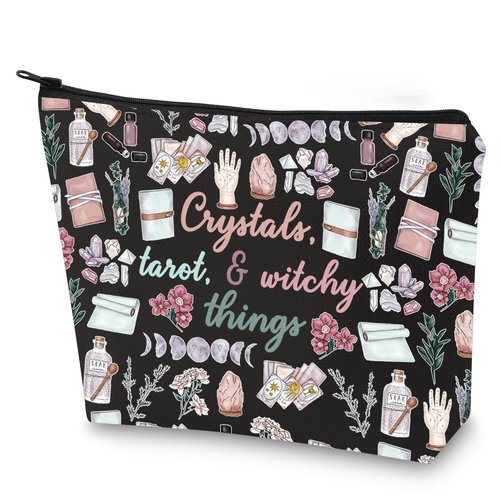 G2TUP Witch Toiletry Bag for Crystals Tarot And Witchy Things Witchcraft Cosmetics Bag Halloween Witch Gift (Crystals Tarot New)