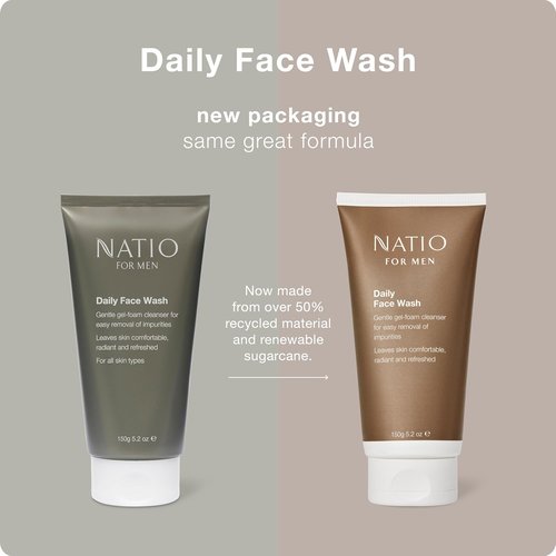 Natio Australia For Men Daily Face Wash - Refreshing Facial Cleanser with Lemon & Lavender | 5.2 oz