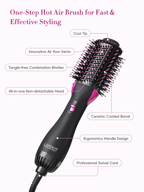 Skiennix Hair Blow Dryer Brush - Fast Drying Volumizing Hot Air Brush | 60mm Oval Barrel for Salon-Quality Blowouts at Home