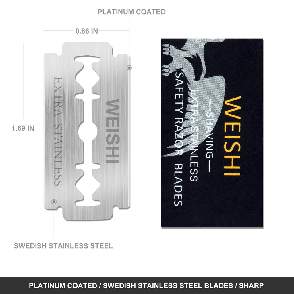 WEISHI 50Count Single Edge Razor Blades- Double Edge Safety Razor Extra Stainless Blades -Men's Safety for Shaving