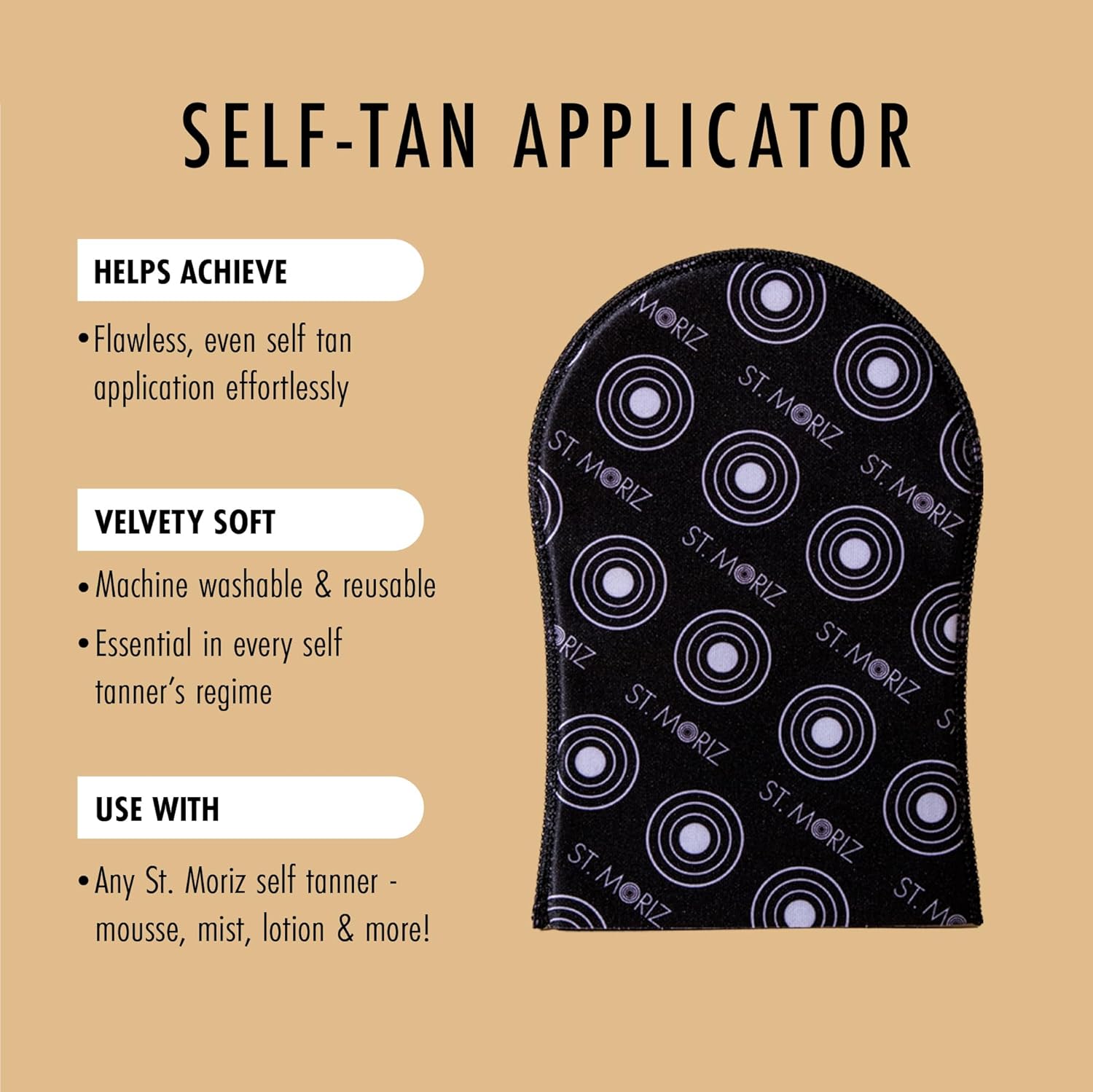 St Moriz Self Tanning Mitt - Reusable Applicator Glove for Streak-Free Tan - Perfect for All Self Tanner Types - Single Pack