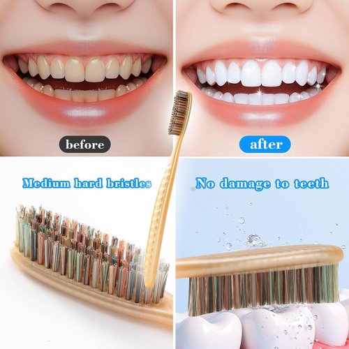 DFBCCZB Big Head Medium Toothbrush Long Head Adult Toothbrush Cleaning Stains whitening Teeth Set of 4.