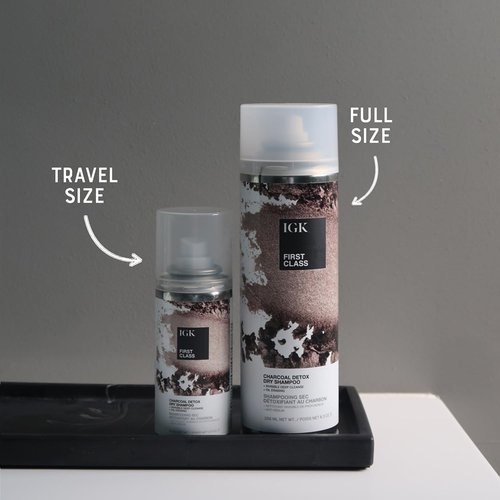 IGK First Class Charcoal Detox Dry Shampoo Bundle - Deep Cleansing & Odor Absorbing | Adds Volume & Texture | 6.3 oz + 2 oz