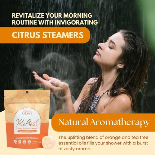 TLG Refresh Shower Steamers Aromatherapy 7 Pack – USA Made with Extra Menthol and Orange & Tea Tree Essential Oils – Shower Bomb for Relaxation, Citrus Shower Tablets – Gift for Men & Women