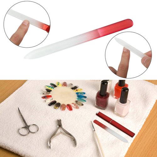 Mudder 6 Pack Glass Nail Files with Case for Natural Nails Crystal Double Sided Fingernail Files for Women Gentle Manicure Care Birthday Gifts Stocking Stuffers(Dark Colors)