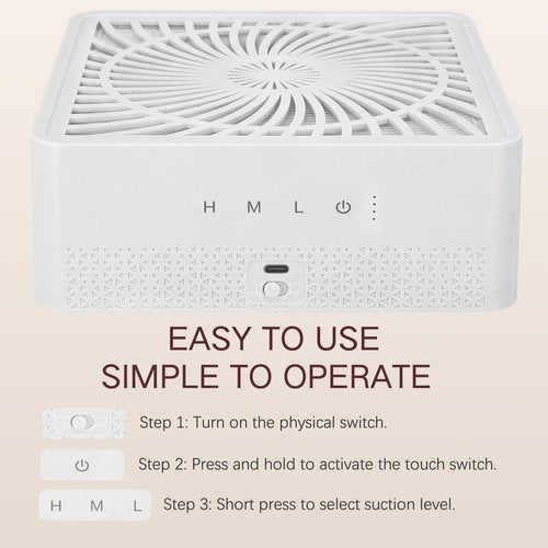 Nail Dust Collector Rechargeable, Powerful Suction Cordless Nail Vacuum Fan Dust Collector with 4500RPM Brushless Motor for Acrylic Nail Polishing Salon Home Use, NDC5