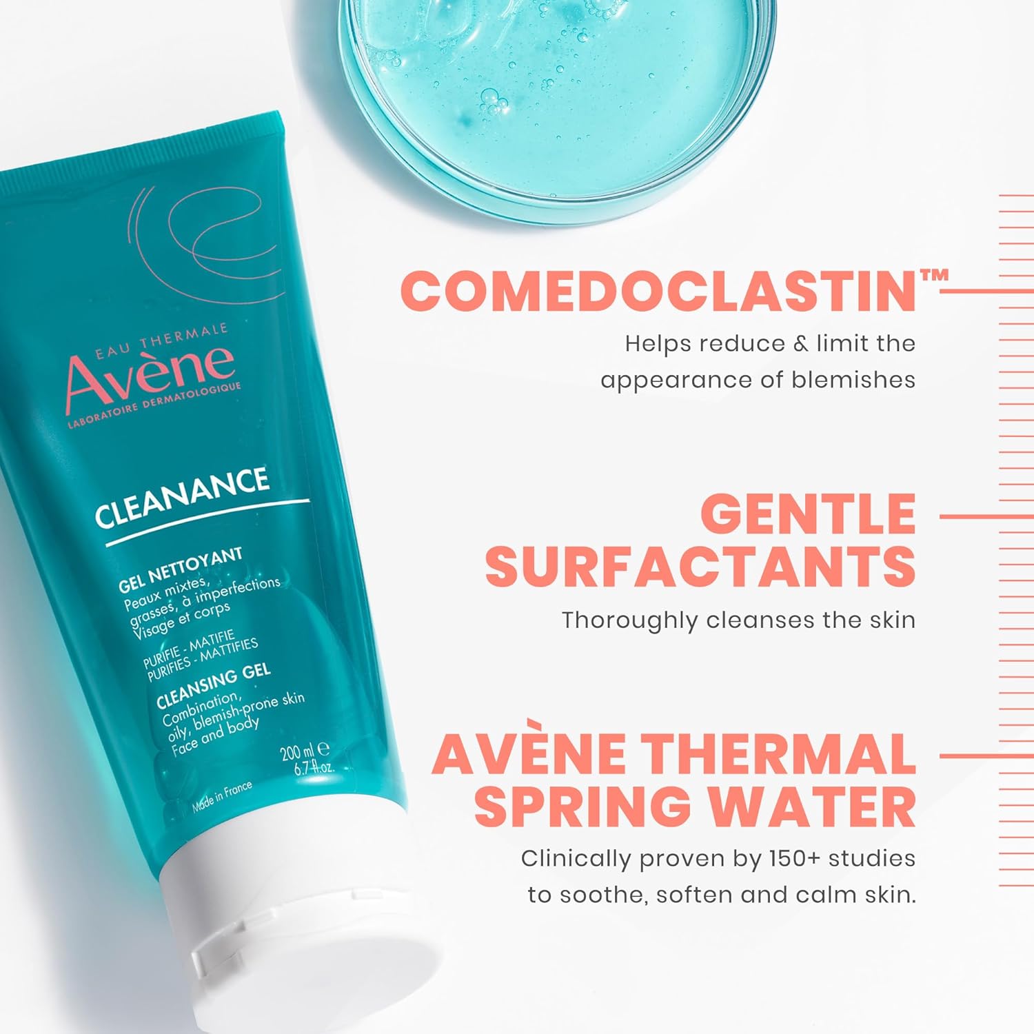 Avène Cleanance Cleansing Gel - Soap-Free Acne Cleanser for Oily Skin | Face & Body Use