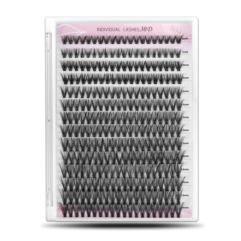 WONSIS Individual Lashes, Lash Clusters, 280 Pcs 30D Individual Lash Extensions, Natural Soft Lightweight Reusable DIY Eyelash Extensions, Thickness 0.07mm C Curl False Eyelashes (30D 8-16mm)…