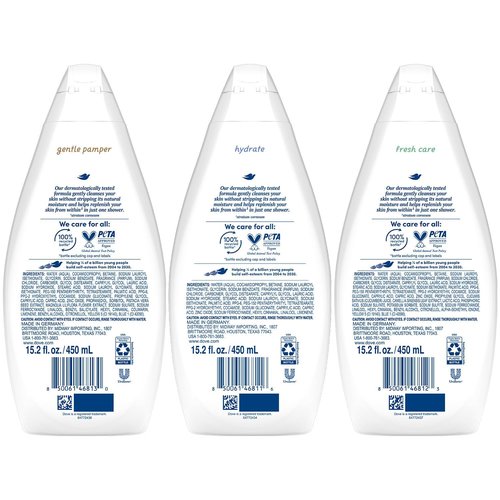 Dove Body Wash Variety 3-Pack – Hydrate, Fresh Care, and Gentle Pamper, 15.22 Oz Ea