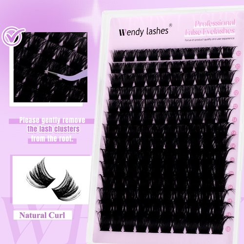 Lash Clusters 200D Wispy Individual Lashes 280PCS D-Curly Volume Lash Extensions 10-18mm Natural DIY Cluster Lashes for Beginners(200D,10-18mm,0.07D)