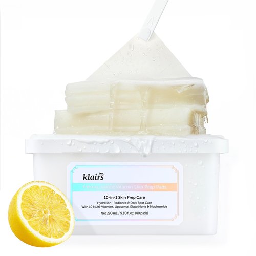DearKlairs Freshly Juiced Vitamin Toner Pads, TikTakTok Easy Pick & Stick, Makeup Prep, Liposomal Glutathione, Easy-split, Glow, Glass Skin, Exfoliation, 80 pads