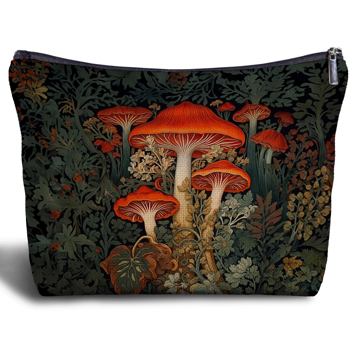 Zomhix Forest Mushroom Makeup Bag - Cottagecore Botanical Red Mushroom Cosmetic Bag, Mycologist Gift
