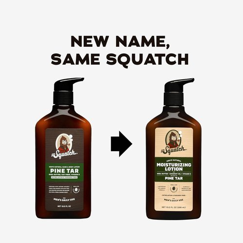 Dr. Squatch Natural Hand and Body Lotion for Men - 24-Hour Moisturization with Shea Butter & Coconut Oil - Pine Tar (10 fl oz, 2-Pack)