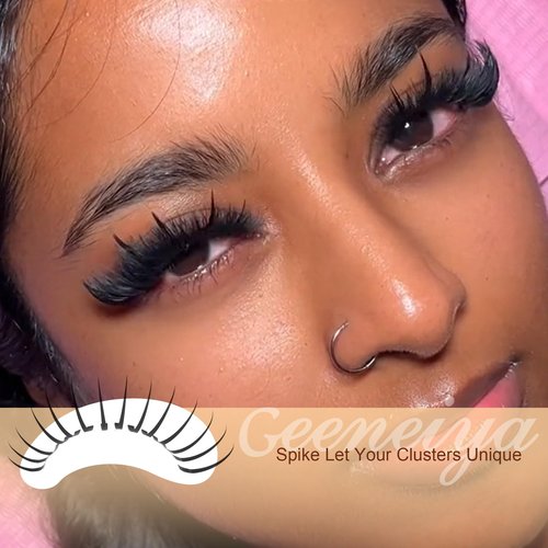 Geeneiya Lash Clusters with Spikes Wispy Eyelash Clusters 8-16MM Lash Extension D Curl Wispy Cluster Eyelash Extensions Spikes Individual Lashes for Professional and Beginners by Geeneiya