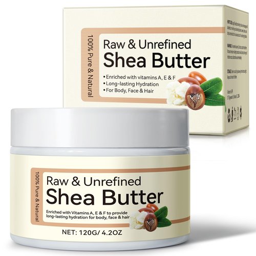 QJCWXIAOX Raw & Unrefined Shea Butter for Body, Face & Hair, Pure Shea Butter with vitamins A, E & F, Long-Lasting Hydration for Dry Skin, Hair Care, DIY Lip Balm, Natural Moisturizer