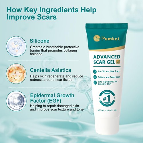 Scar Cream Silicone Scar Gel, Powerful Scar Removal Cream for Old & New Scars, Helps Reduce Surgical Scars, Acne, Burn, Keloids & Stretch Marks, 1.76 oz (50g)