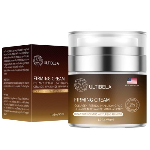 ULTIBELA Tighten and Lift Neck Cream, Deep Hydration Neck Firming Cream with Retinol, Collagen & Honey Anti-Aging & Wrinkle Moisturizer for Face, Neck & Décolleté Women & Men 1.7 Fl Oz