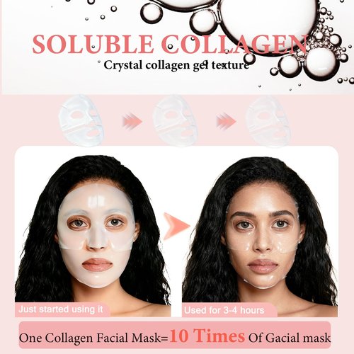 Anweina 8 Pack Collagen Face Mask, Collagen Face Mask Overnight, Anti-Wrinkle Lifting Collagen Mask, Deeply Hydrates, Minimizes Pores, And Enhances Elasticity