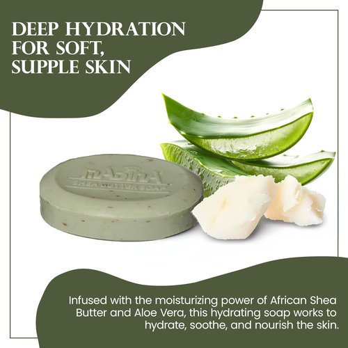 Madina African Black Soap Bar – Shea Butter, Aloe Vera, Moisturizing, Gentle Exfoliating, 100% Vegetable-Based, For All Skin Types, Face & Body Cleanser, 6 Pack (3.5 oz Each)