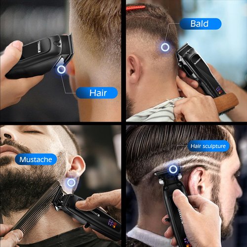 JAMAKY Black Hair Clipper and Trimmer Set, Rechargeable Barber Clipper & Trimmer for Home Use, Ceramic & Carbon Steel Blades