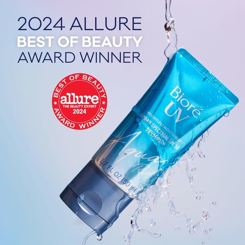 Biore UV Aqua Rich Daily Hydrating Facial Moisturizer - SPF 50 Oil-Free Sunscreen & Makeup Primer with Hyaluronic Acid, 1.7 Oz