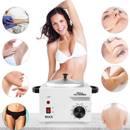 Single Wax Warmer Professional Electric wax Heater for Hair Removal- Wax Pot with 50pcs Sticks Heat up Quickly & Fahrenheit Dial, Paraffin Facial Skin Body SPA Salon Equipment