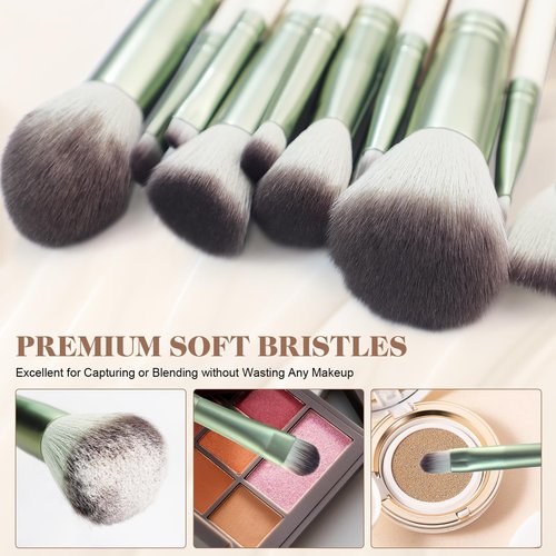 HEYMKGO Makeup Brushes, 12 Pcs Professional Makeup Brush Set Premium Synthetic Foundation Powder Blush Concealer Blending Eyeshadow Lip Eyebrow Make Up Brushes Kit with Travel Bag