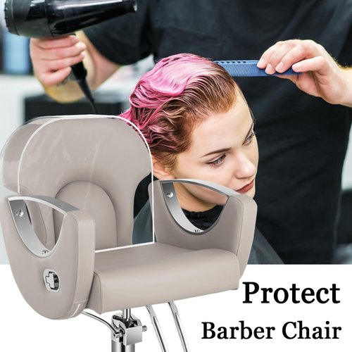 4Pcs Salon Chair Cover, Clear Round Barber Salon Chair Back Covers, Vinyl Chair Covers Protectors for Most Salon Chairs, Prevents Upholstery from Stains, Wear, and Damage to Salon Spa Chairs, White