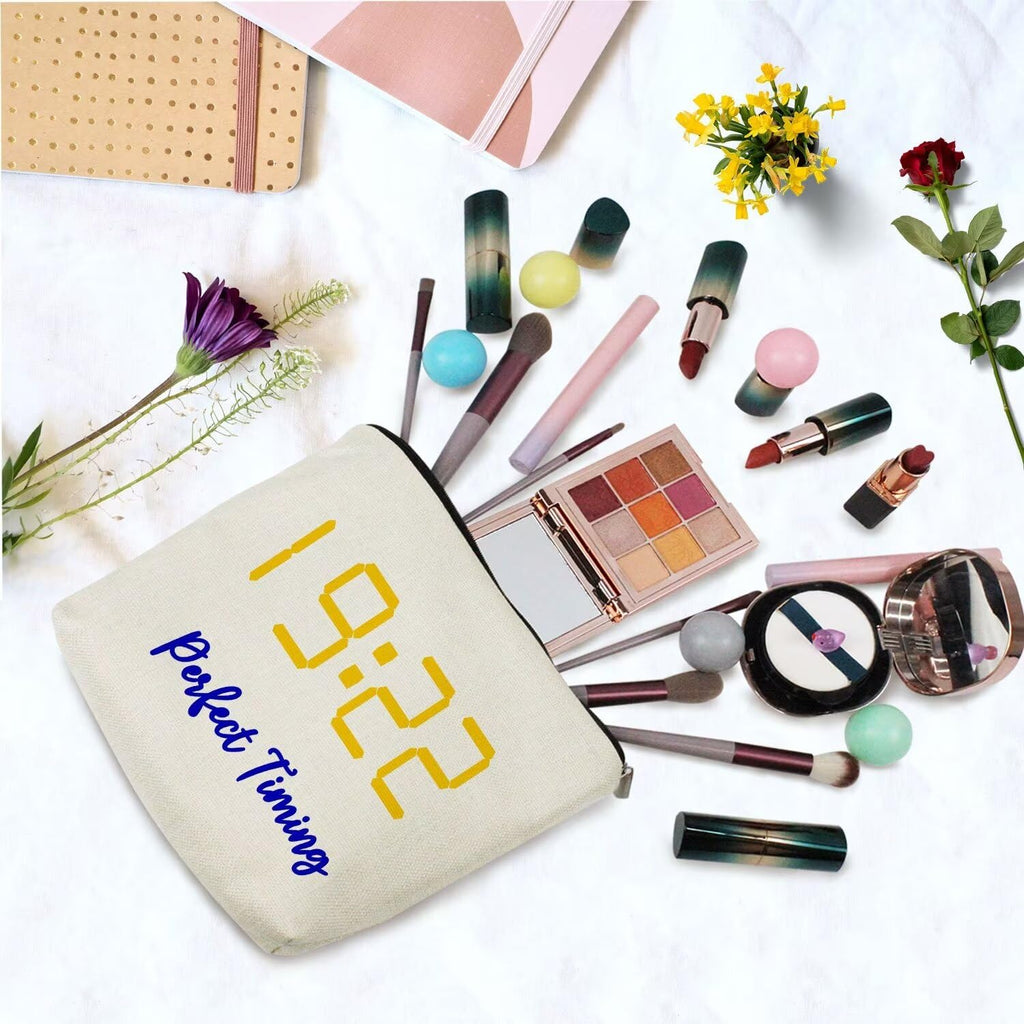 YULUENZE Sorority Presents Perfect Timing 1922 Sigma Gamma Rho SGRHO Sorority Present Finer Women Canvas Makeup Bag Zipper Pouch for Women Sisters
