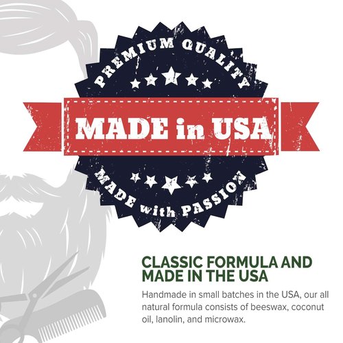 Lucky Franc's Unscented Mustache Wax for Men. Strong Frim Hold Stache Wax For Men's Grooming. All Natural Scent Free Formula With Beeswax And Coconut Oil. USA Made Mustache Styling Wax 2 Ounces
